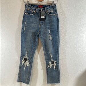SIGNATURE 8 Blue Distressed Denim Jeans Size Small NEW